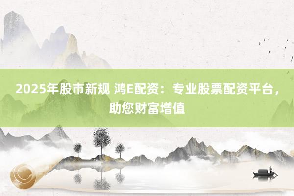 2025年股市新规 鸿E配资：专业股票配资平台，助您财富增值