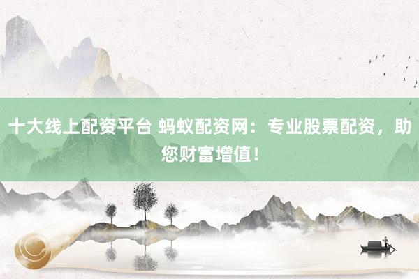 十大线上配资平台 蚂蚁配资网：专业股票配资，助您财富增值！